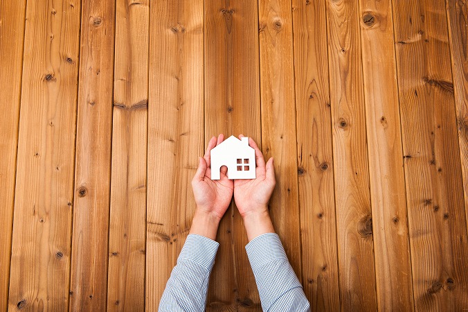 家を両手で持つ